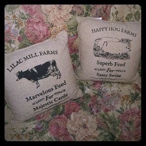 Swine and cattle mini throw pillows
